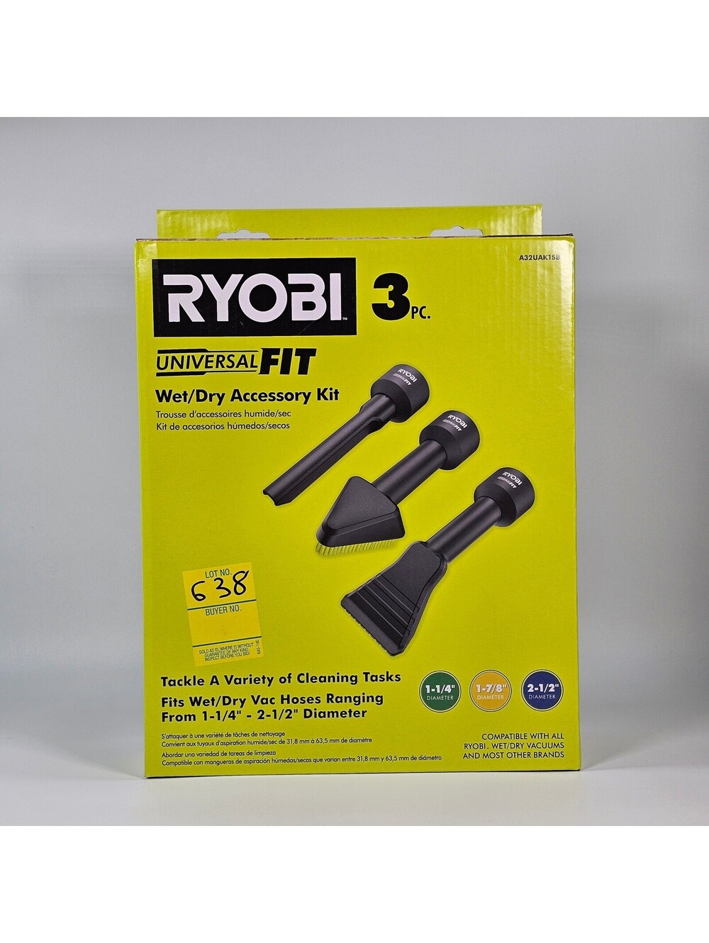 Ryobi Universal FIT 3-Piece Wet/Dry Vacuum Accessory Kit A32UAK1SB Black